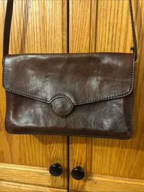 Men's Vintage Dark Brown Leather Messenger Crossbody Bag